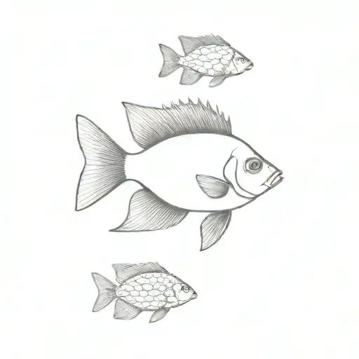 Cichlid Fish Swimming With Detail