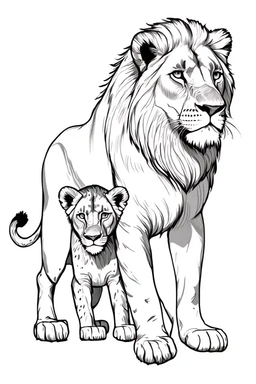 Lioness With A Lion Cub