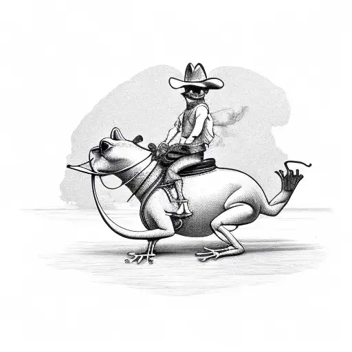 Frog Smoking A Cigar While Riding On A Horse