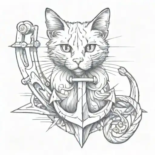 Cat Sitting Inside An Anchor