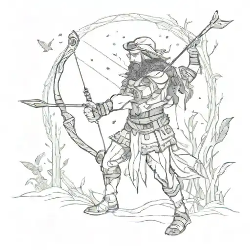 A Spiritual Walka Warrior Wielding A Bow And Arrow In A Forest Filled With Magical Creatures