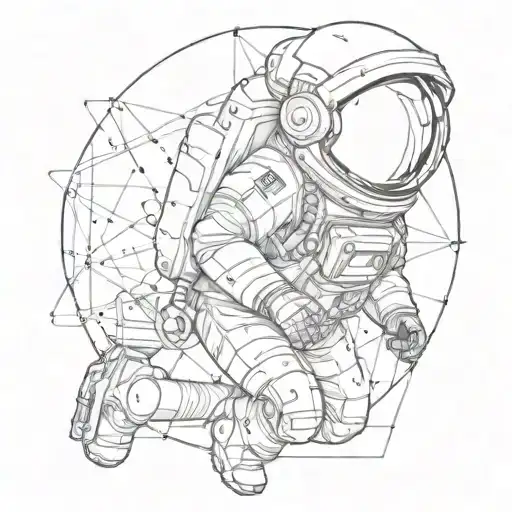 Blackwork Geometric Sacred Astronaut Space The Expanse