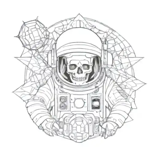 Sacred Geometry Repeating Pattern Astronaut Skull