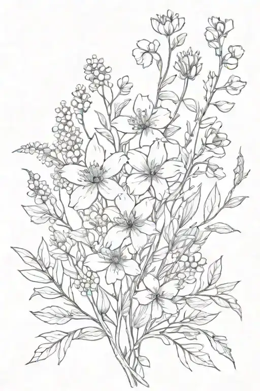 Wild Flowers And Plant Branches