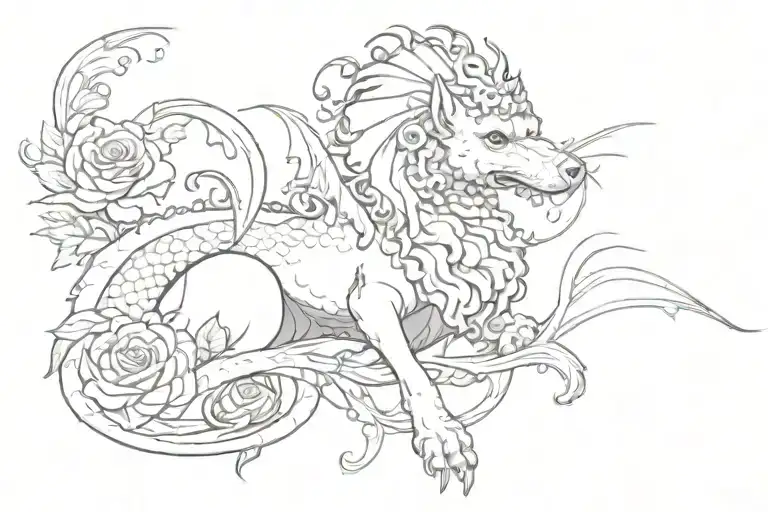 Poodle Dragon Rose All Together