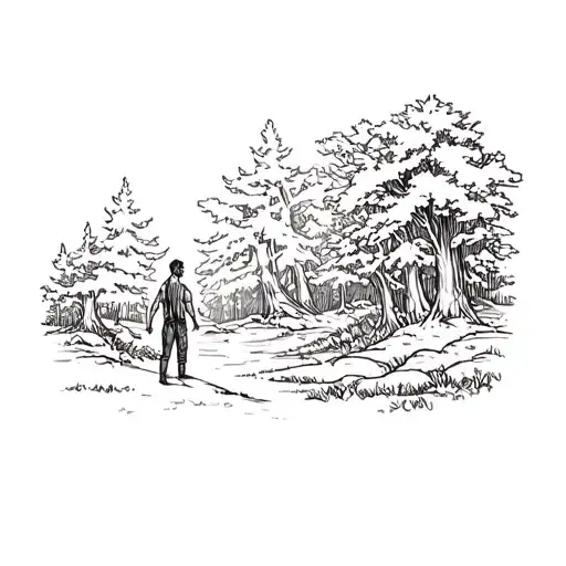 A Man Standing In A Forest