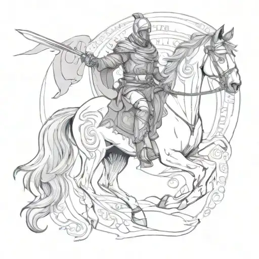 Assasin With A Sword And An Arabic Horse Tatto Inspired