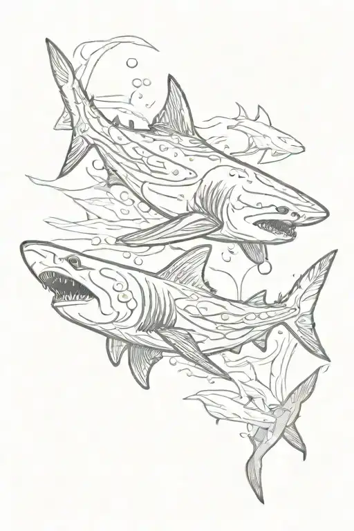 Pretty Shark Swimming Together