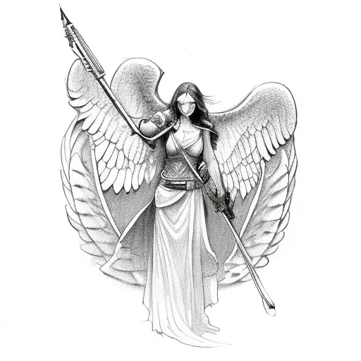Female Guardian Angel Holding A Weapon