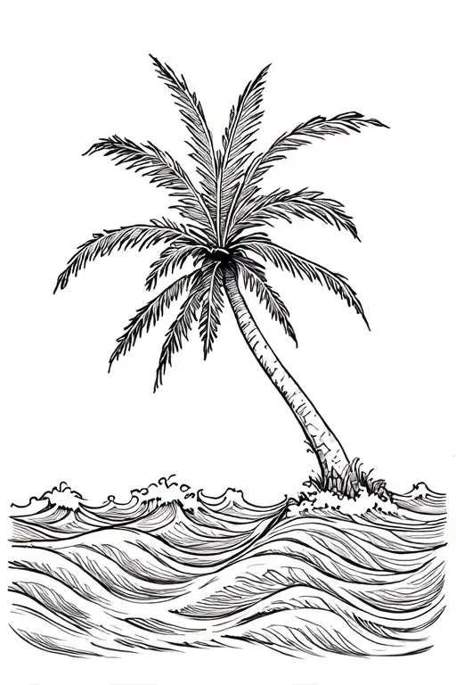 Palm Tree With Waves