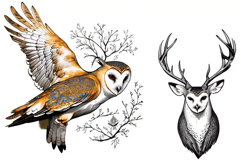 Barn Owl And Deer