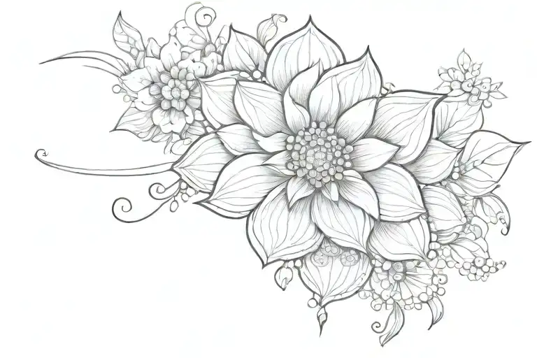 Under Breast Cosmos Flower With Mandala Design Incorporating Elements