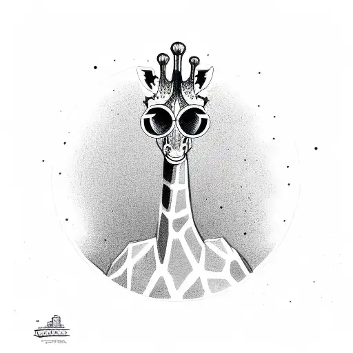 Giraffe Floating In Space Wearing A Helmet