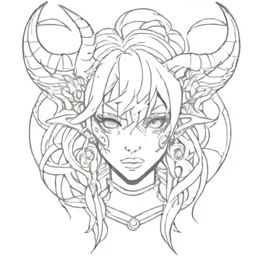 Anime Demon Girl With Horns And Sharp But Short Teeth