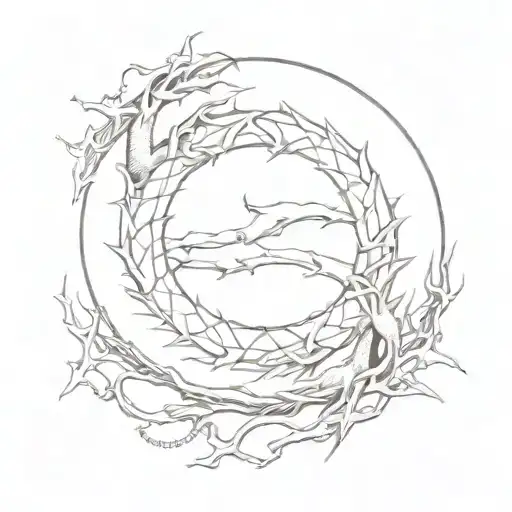 Ouroboros On The Background Of A Month With Thorns