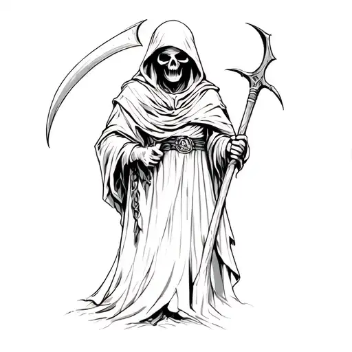 Grim Reaper Holding A Scythe