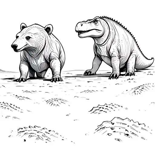 Bear And Dinosaur Tracks Together