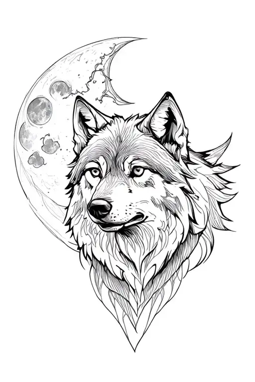 Wolf With Moon