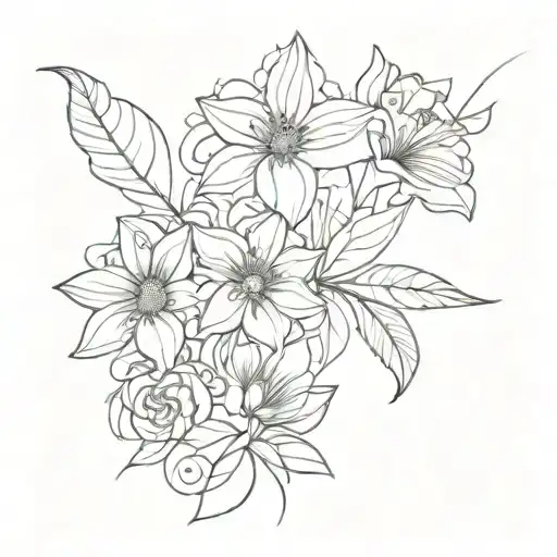 Flowers With Abstract Architectural Lines And Shading Behind