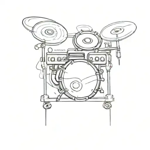 Drum Machine Black And White With A Record