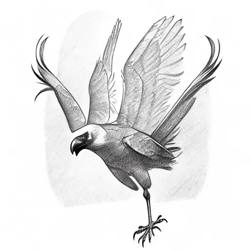 Crow With Open Wings Looking Forward