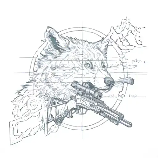 A Sniper Scope Focused On A Wolf In The Wilderness With A Quote About Perseverance