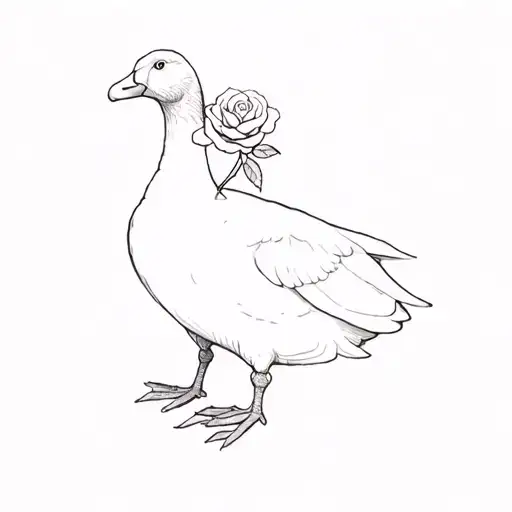 A Goose With A Rose In Its Mouth
