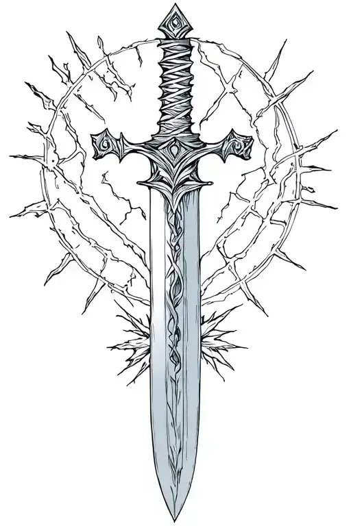 Broken Sword With Lycoris Radiata Around The Blade