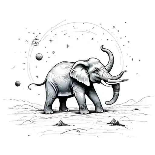 Elephant Playing In The Space Surrounded