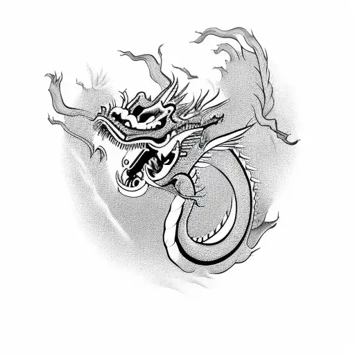 Chinese Dragon Without Hair Whole Body Angry