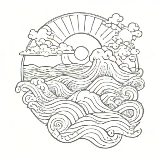 Ocean Waves With A Sun