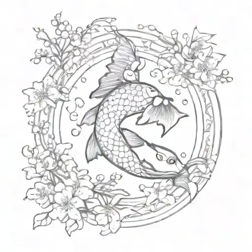 Pisces With Cherry Blossom