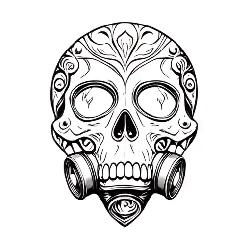 Skull Gasmask Maori Abstract