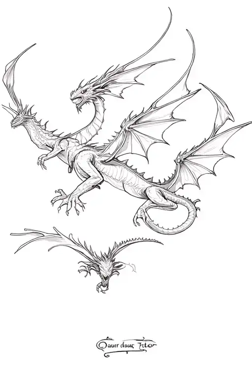 3 Small Dragons Flying