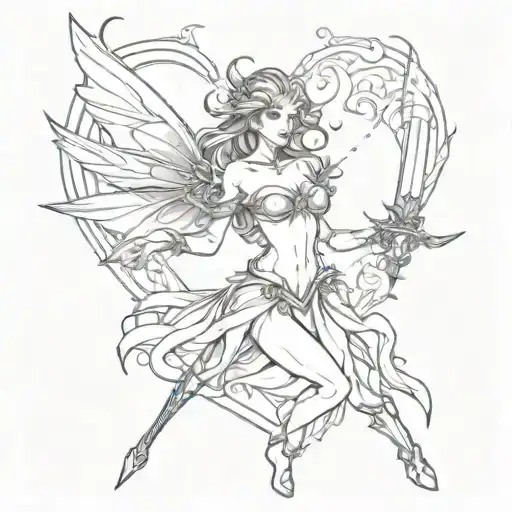 Fairy Fighting Her Internal Demons With A Heart Shaped Sword
