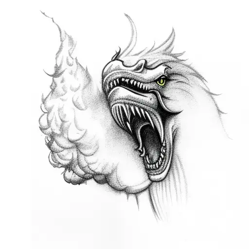 A Screaming Griffin From The Front With Smoke In The Background