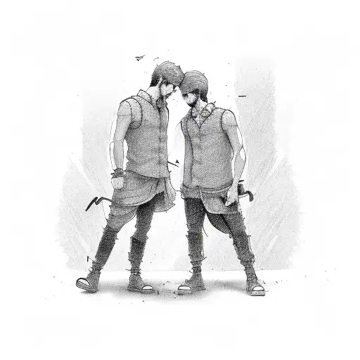 Two Male Friends Standing With Arm Around Shoulder