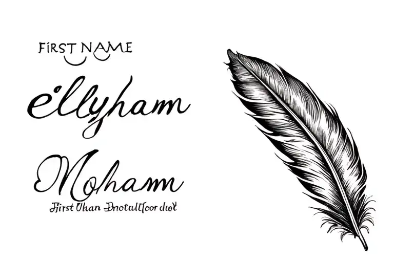 Feather And First Name Noham Elyham