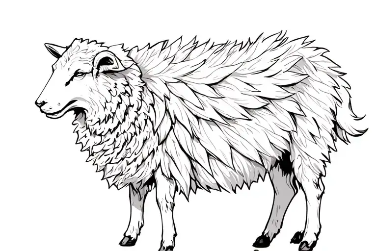Sheep Wearing Wolf Pelt Over Body