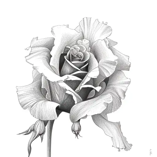 Rose Stem Crossed With Iris