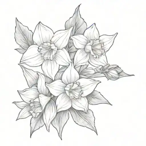 2 Daffodils And 1 Hawthorn Dainty Flower