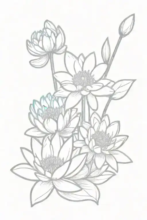 Water Lily And Daisy Bouquet With Stem