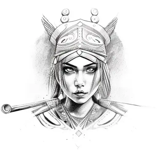 Warrior Indio Girl Shooting A Bow