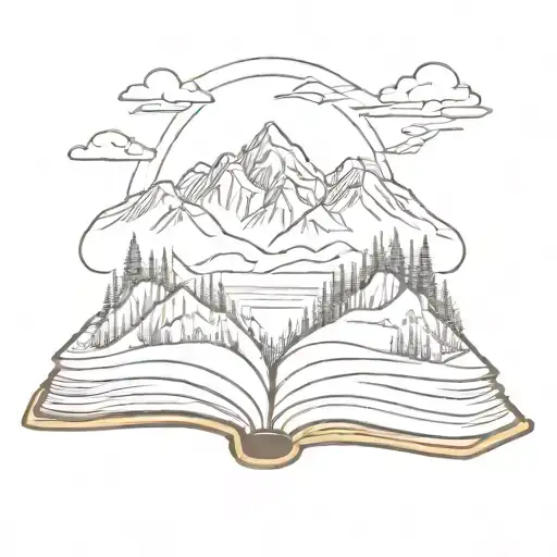 Open Book With Mountains