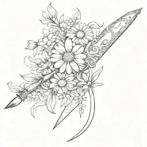 Dagger With Small Daisies Wrapped Around