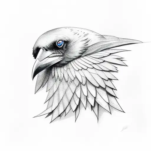 Raven One Wings Black The Other Is Rainbow Colors