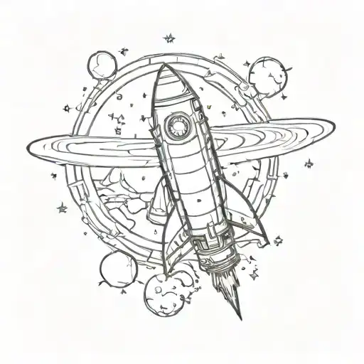 A Rocket With Npt Written On It Next To A Waning Cresent Moon