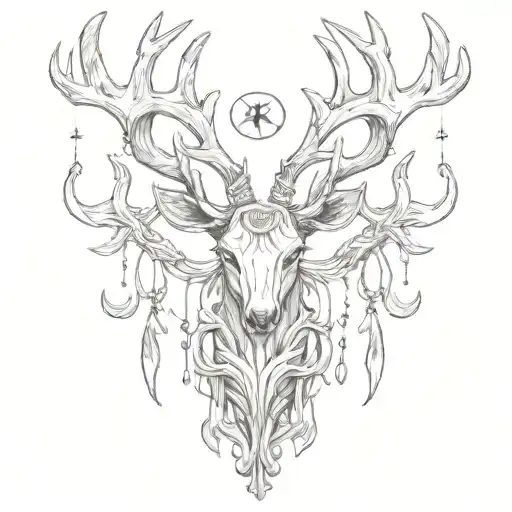 A Necklace Made Of Deer Horns Around The Neck