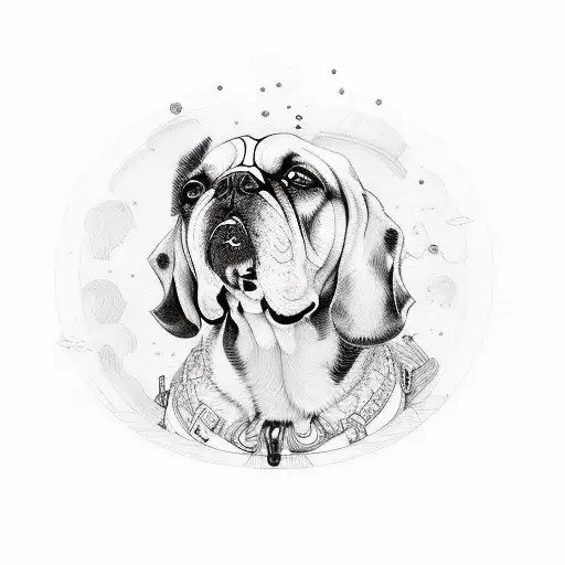 A Dog With Negitive Space And A Semicolon In The Middle