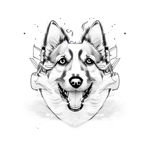 A Dog Out Line With A Semicolon